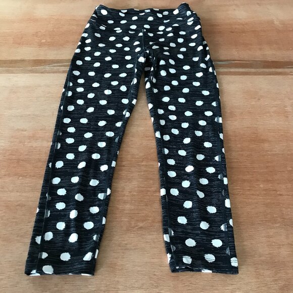 Outdoor Voices Leggings Women S Black Polka Dot Mid Rise Hip Pocket Athleisure - Picture 1 of 13